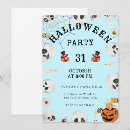 Invitación Pastel Blue Classic Halloween Office Fiesta