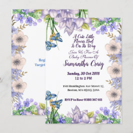 Invitación Pastel Blue Little Flower Bud Floral Baby Shower