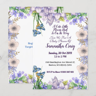 Invitación Pastel Blue Little Flower Bud Floral Baby Shower