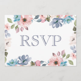 Invitación Pastel Blue Pink Purple Flower Wedding RSVP