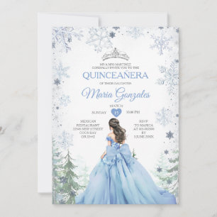 Invitación Pastel Blue Princess Winter Forest Quinceañera