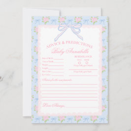Invitación Pastel Blue Vintage Fancy Floral Baby Advice Card