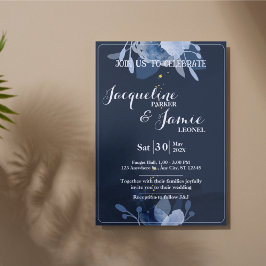 Invitación Pastel Blue Watercolor Floral Greenery Wedding 