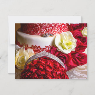 Invitación Pastel boda con Bouquet y Anillos
