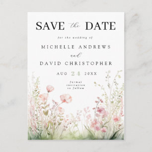 Invitación Pastel Boda Floral Guardar la postal de fecha