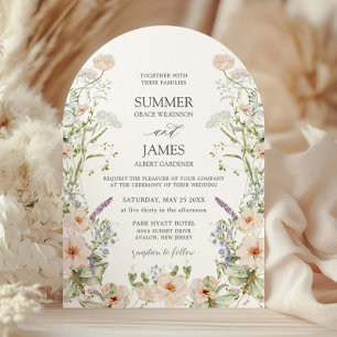 Invitación Pastel Boho Moda Wildflower Jardín Boda Floral