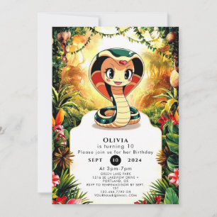 Invitación Pastel Boho Serpiente Cumpleaños