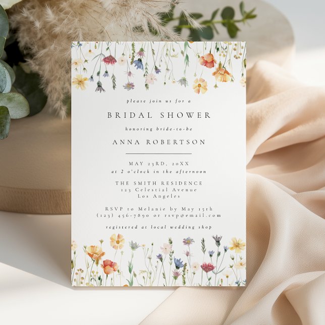 Invitación Pastel Boho Wildflower Bridal Shower Invitation (Subido por el creador)
