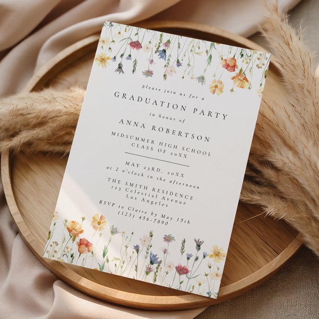 Invitación Pastel Boho Wildflower Graduation Party (Subido por el creador)