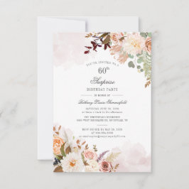 Invitación Pastel Botánico Floral Fiesta de Cumpleaños 60