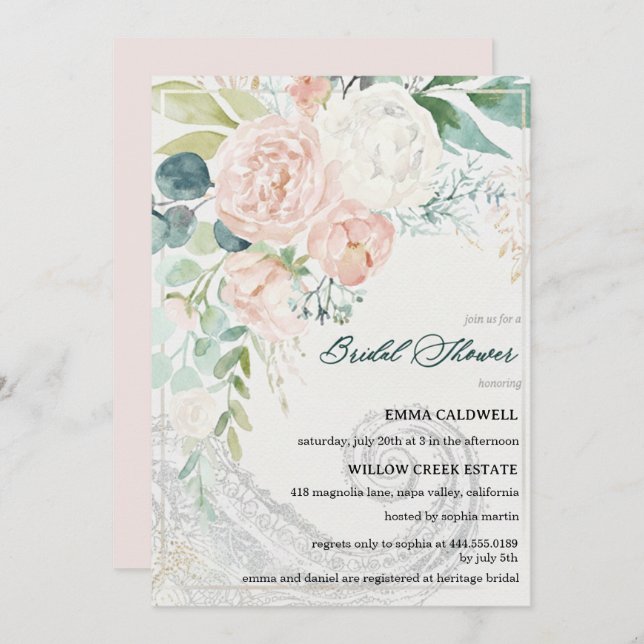 Invitación Pastel Bouquet Bridal Shower Invitation (Anverso / Reverso)