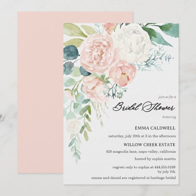 Invitación Pastel Bouquet Bridal Shower Invitation (Anverso / Reverso)