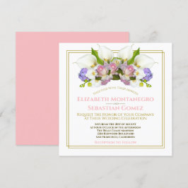 Invitación Pastel Bouquet Spring Floral Arch Square Boda