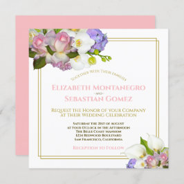 Invitación Pastel Bouquet Spring Floral Square Boda