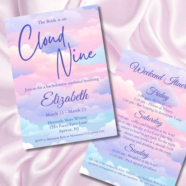 Invitación Pastel Bride está en Cloud Bachelorette Weekend (Subido por el creador)