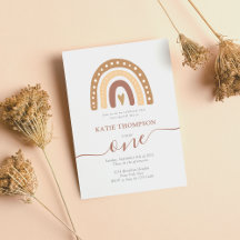 Pastel Brown Rainbow Boho Primer cumpleaños