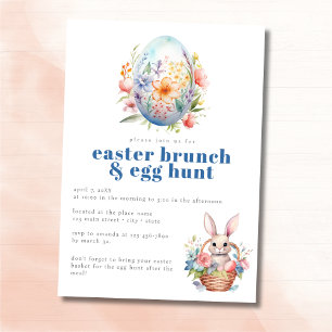Invitación Pastel Brunch de Pascua y Huevo de Huevo Floral