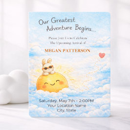 Invitación Pastel Bunny and Golden Sun Design