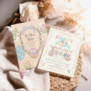 Invitación Pastel Bunny Easter Egt Hunt Brunch