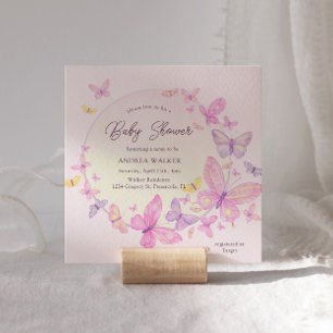 Invitación Pastel Butterflies Pink Purple Elegant Baby Shower