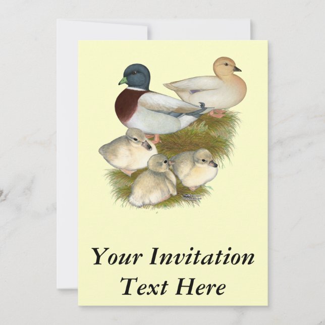 Invitación Pastel Call Duck Family (Anverso)