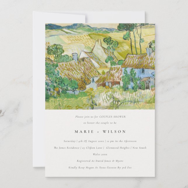 Invitación Pastel Campos Montaña Paisaje Ducha Parejas (Anverso)