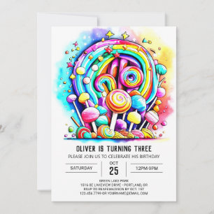 Invitación Pastel Candyland Imprimible Cumpleaños