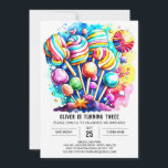 Invitación Pastel Candyland Kids Cumpleaños<br><div class="desc">Sumérjase en un mundo de dulzura con nuestra invitación de cumpleaños a los niños de Pastel Candyland. Este encantador y encantador diseño captura la alegría de los cumpleaños con sus suaves tonos pastel y sus caprichosos ilustraciones de caramelo. Ideal para niños de distintas edades, las características del personalizable le permiten...</div>
