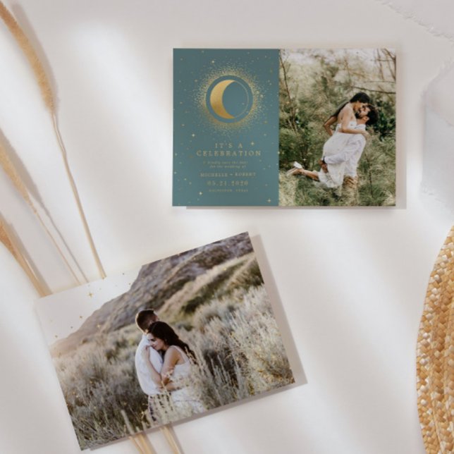 Invitación Pastel Celestial Dos Fotógrafos Celebración Boda (Subido por el creador)