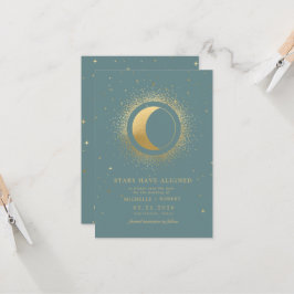 Invitación Pastel Celestial Gold Moon Photo Save The Date