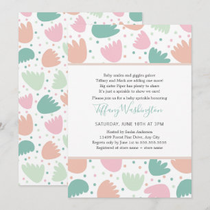 Invitación Pastel chica floral moderno rociar bebé