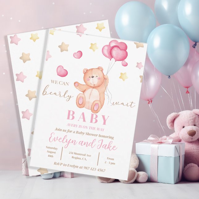 Invitación Pastel Chica Rosa Podemos Esperar A Baby Shower (Subido por el creador)
