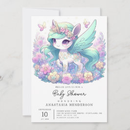 Invitación Pastel Chica Unicorn Baby Shower