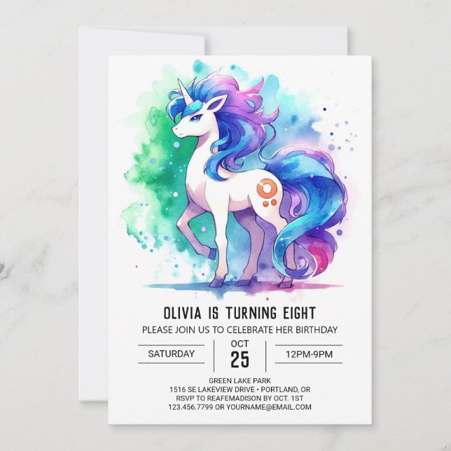 Invitación Pastel Children Horse Birday (Anverso)