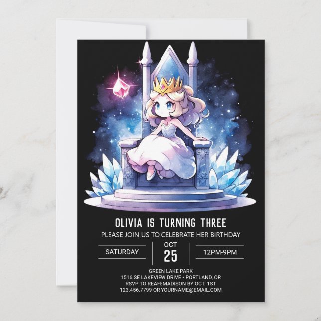 Invitación Pastel Children Princess Birthday (Anverso)
