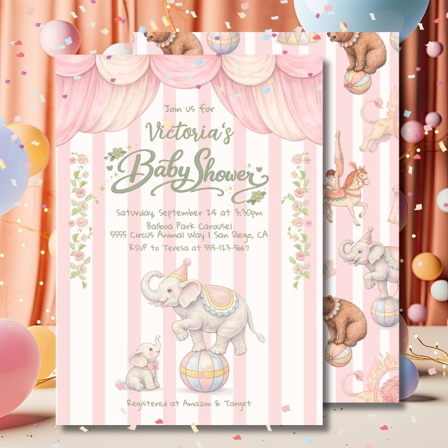 Invitación Pastel Circus Baby Shower (Subido por el creador)