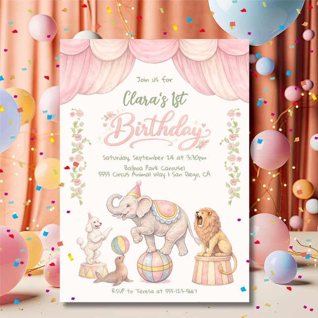 Invitación Pastel Circus Birthday Party (Subido por el creador)