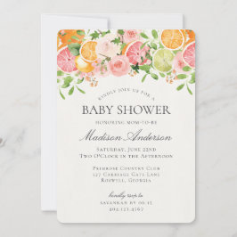 Invitación Pastel Citrus Floral Little Cutie Baby Shower