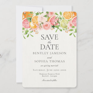 Invitación Pastel Citrus Floral Main Squeeze Guardar la fecha