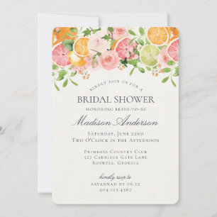 Invitación Pastel Citrus Floral Principal Squeeze Ducha De Br
