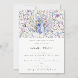 Invitación Pastel Classy Watercolor Peacock Ensayo Cena