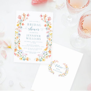 Invitación Pastel Colorful Wildflower Boho Bridal Shower