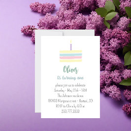 Invitación Pastel colorido pastel de lila Primer fiesta de cu