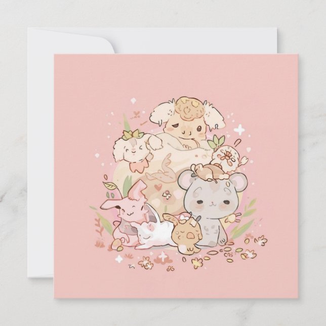 Invitación Pastel Companions in Bloom (Anverso)