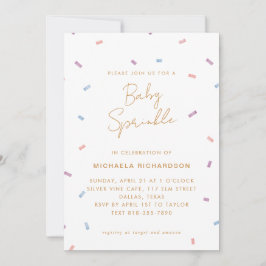 INVITACIÓN PASTEL CONFETTI BABY SPRINKLE MÍNIMO MODERNO |
