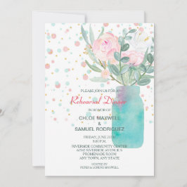 Invitación Pastel Confetti Mason Jar Boda Ensayo Cena