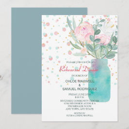 Invitación Pastel Confetti Mason Jar Boda Ensayo Cena