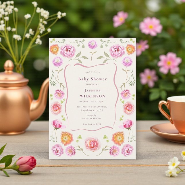 Invitación pastel Coqueta floral  shower de bebé  (Subido por el creador)