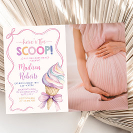 Invitación Pastel Coquette Ice Cream Chica Baby Shower Foto