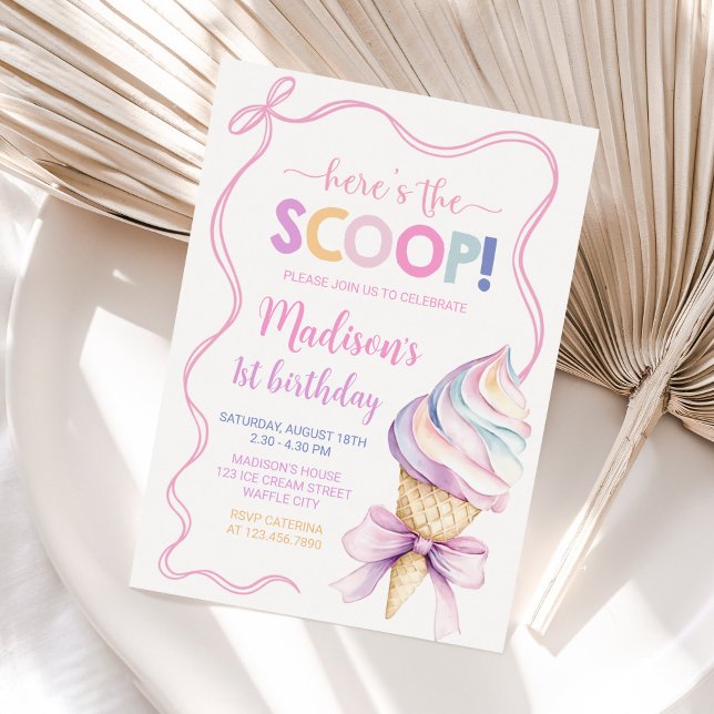 Invitación Pastel Coquette Ice Cream Chicas Cumpleaños (Subido por el creador)